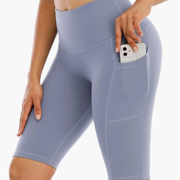 CHRLEISURE Biker Shorts with Pockets for Women High Waist, Tummy Control Workout - Picture 1 of 4